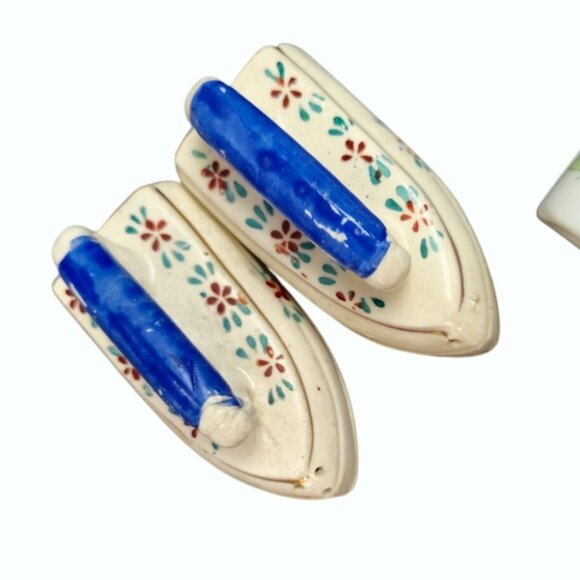 1960s Mini Ceramic Iron Figurines Set Of 5 Floral S&P shakers & more Japan - Picture 4 of 10